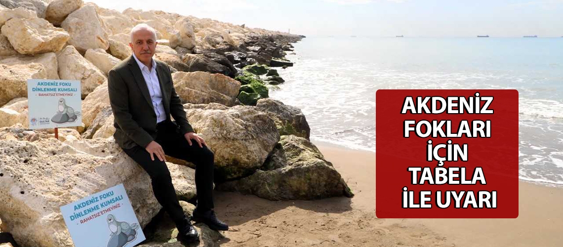 Akdeniz fokları için tabela ile uyarı
