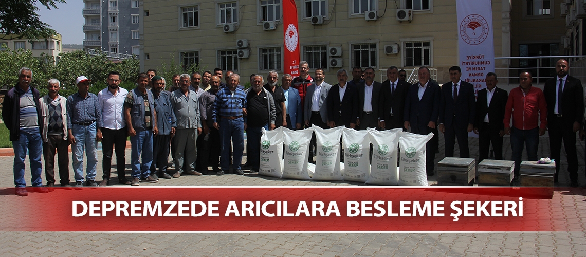 Depremzede arıcılara besleme şekeri