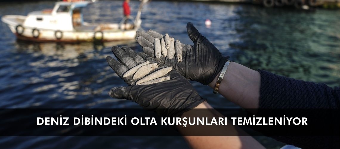 Deniz dibindeki olta kurşunları temizleniyor
