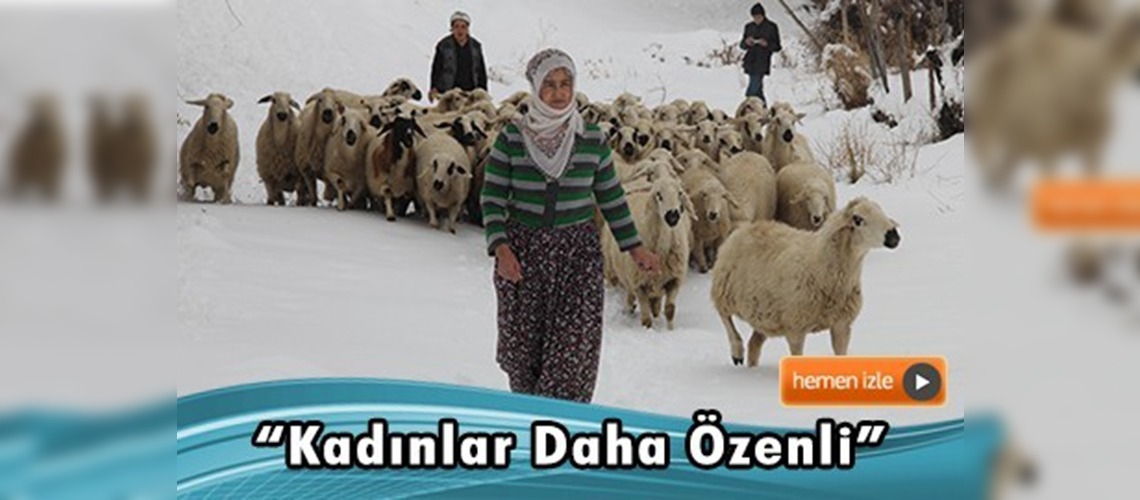 Kadın çobanların zorlu kış mesaisi