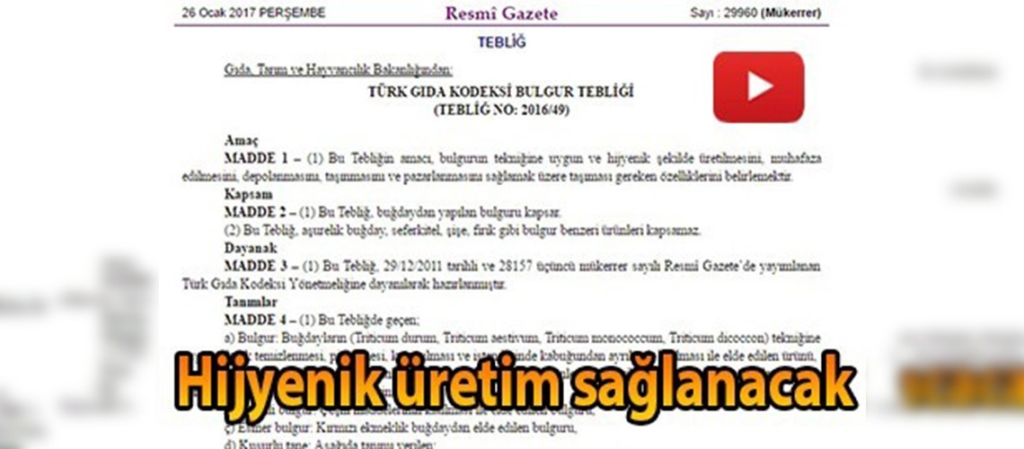 Bulgurun taşıması gereken özellikler belirlendi