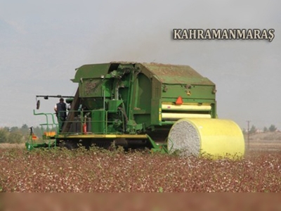 Kahramanmaraşta makineli pamuk hasadı başladı