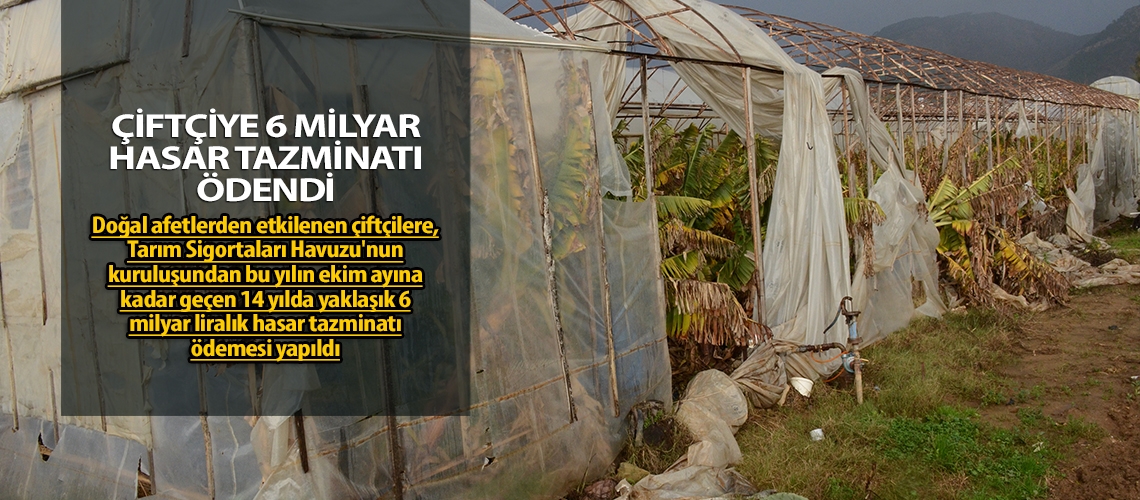 Çiftçiye 6 milyar hasar tazminatı ödendi