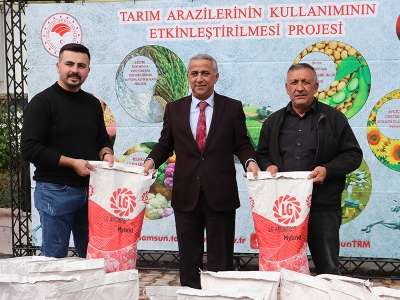Samsun'da çiftçilere kanola tohumu dağıtıldı