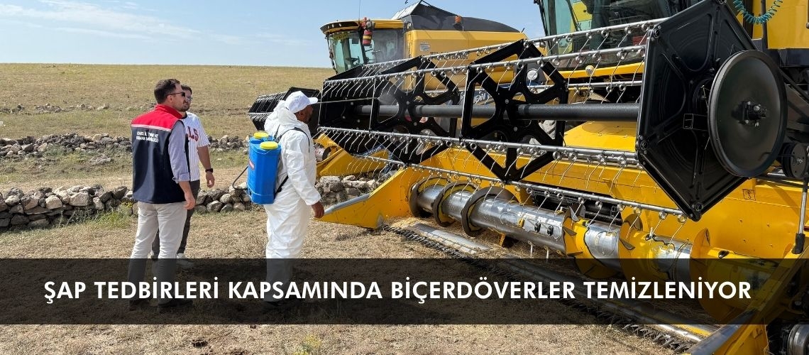 Şap tedbirleri kapsamında biçerdöverler temizleniyor
