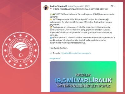 “Kırsal kalkınmaya 12,5 milyar liralık hibe desteği verilecek”
