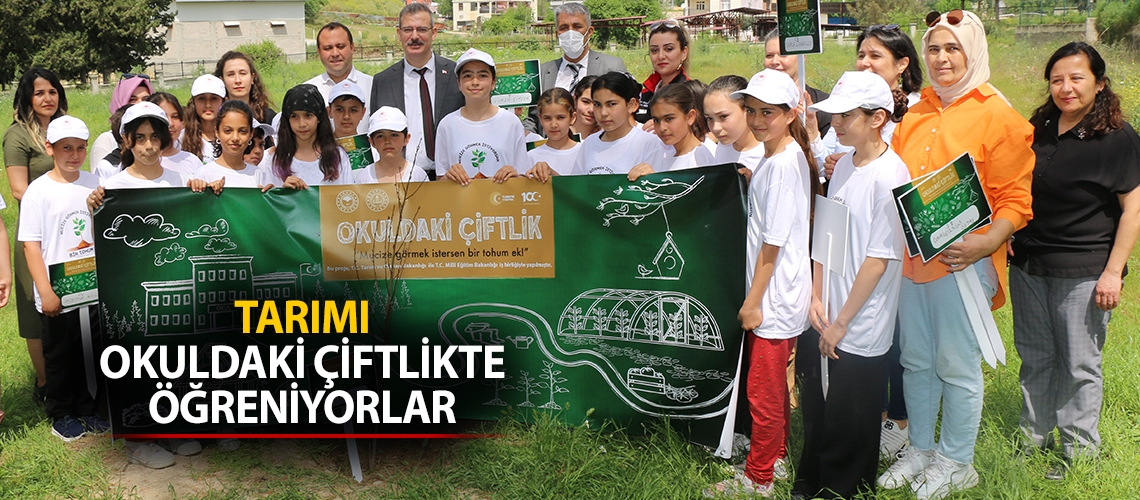 Tarımı okuldaki çiftlikte öğreniyorlar