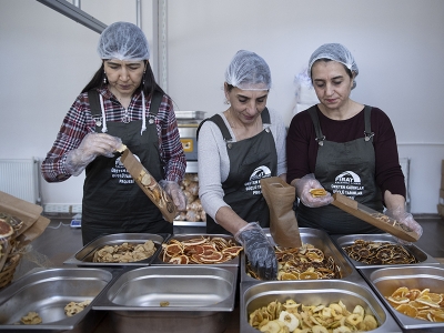 Kurutma tesisi dar gelirli kadınlara iş kapısı oldu