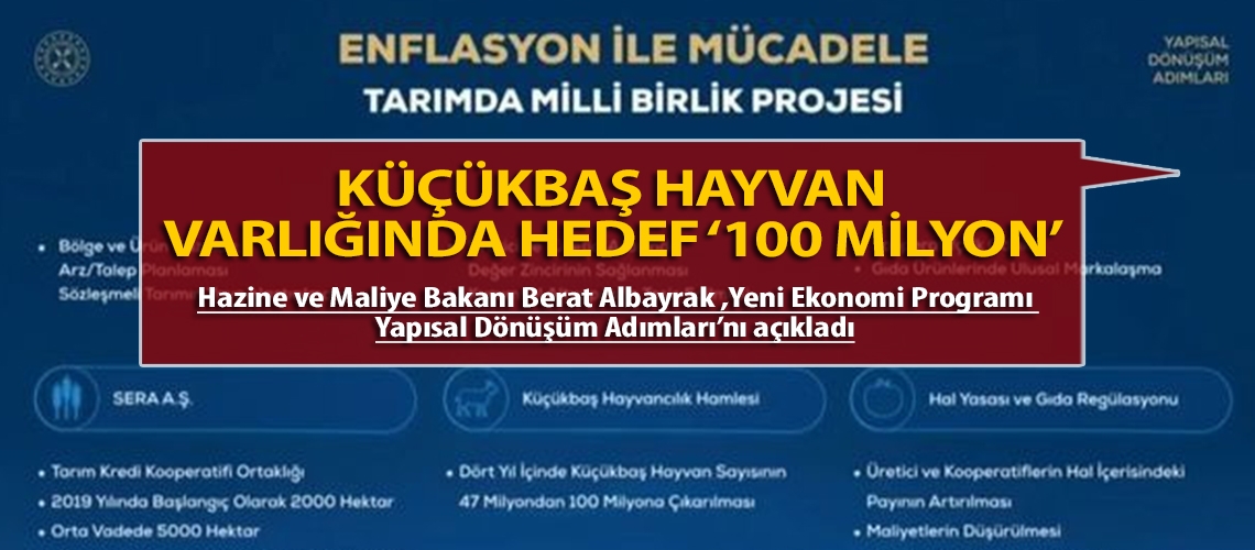 Küçükbaş hayvan varlığında hedef: 