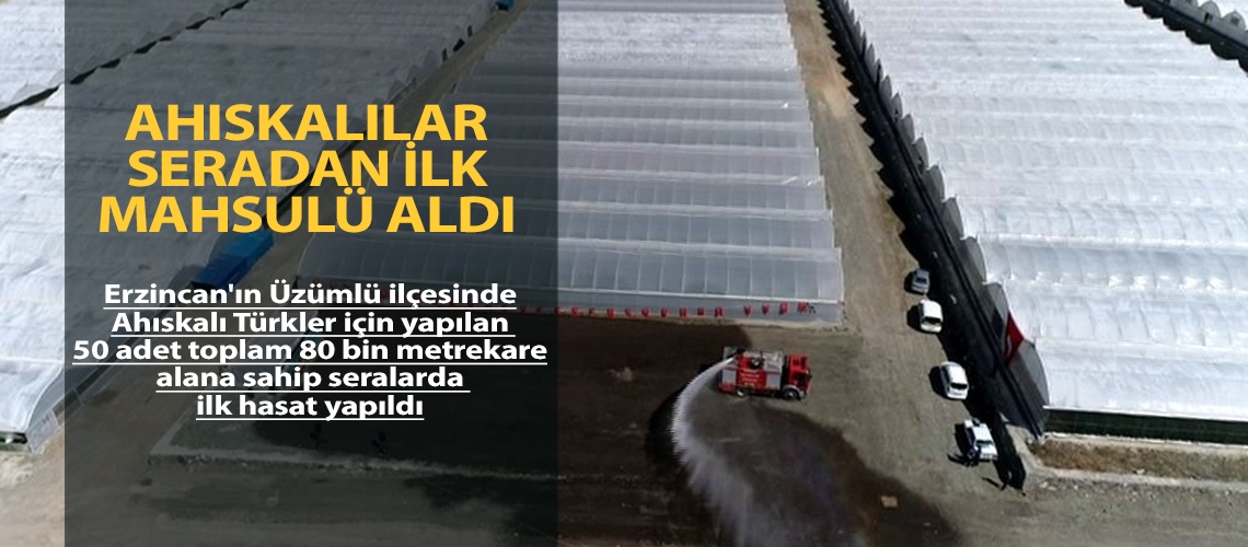 Ahıskalılar seradan ilk mahsulü aldı