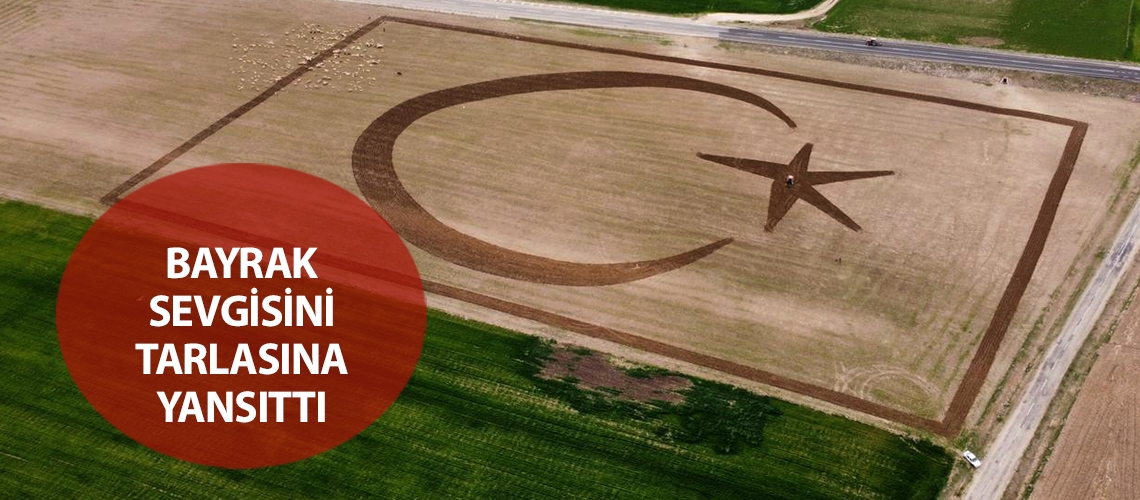 Bayrak sevgisini tarlasına yansıttı
