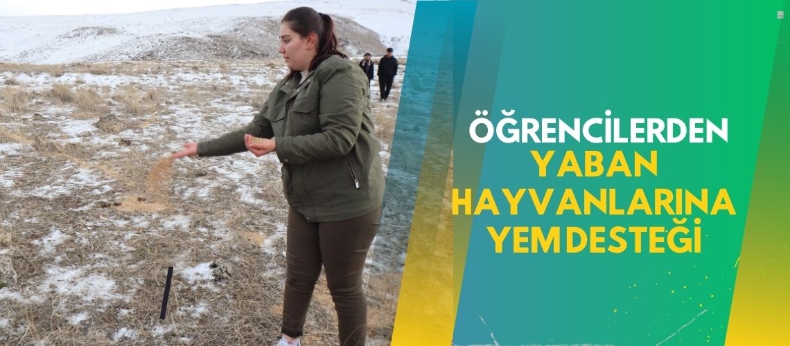 Öğrencilerden yaban hayvanlarına yem desteği