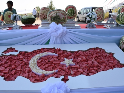 Dev karpuzlar yarıştı