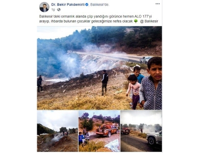 Orman yangınını ihbarlarıyla önlemişlerdi