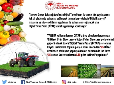 DİTAP’lı üreticiye TARSİM’de avantaj